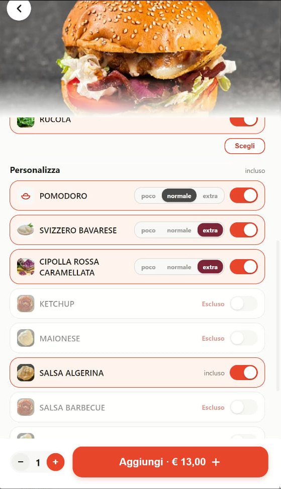 Totem self service DigiShop: personalizzazione degli ingredienti con dosi poco, normale ed extra